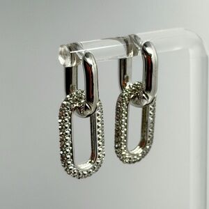 Crystal Pavé Link Drop Earrings in high quality 925 Silver plated - For Sale !